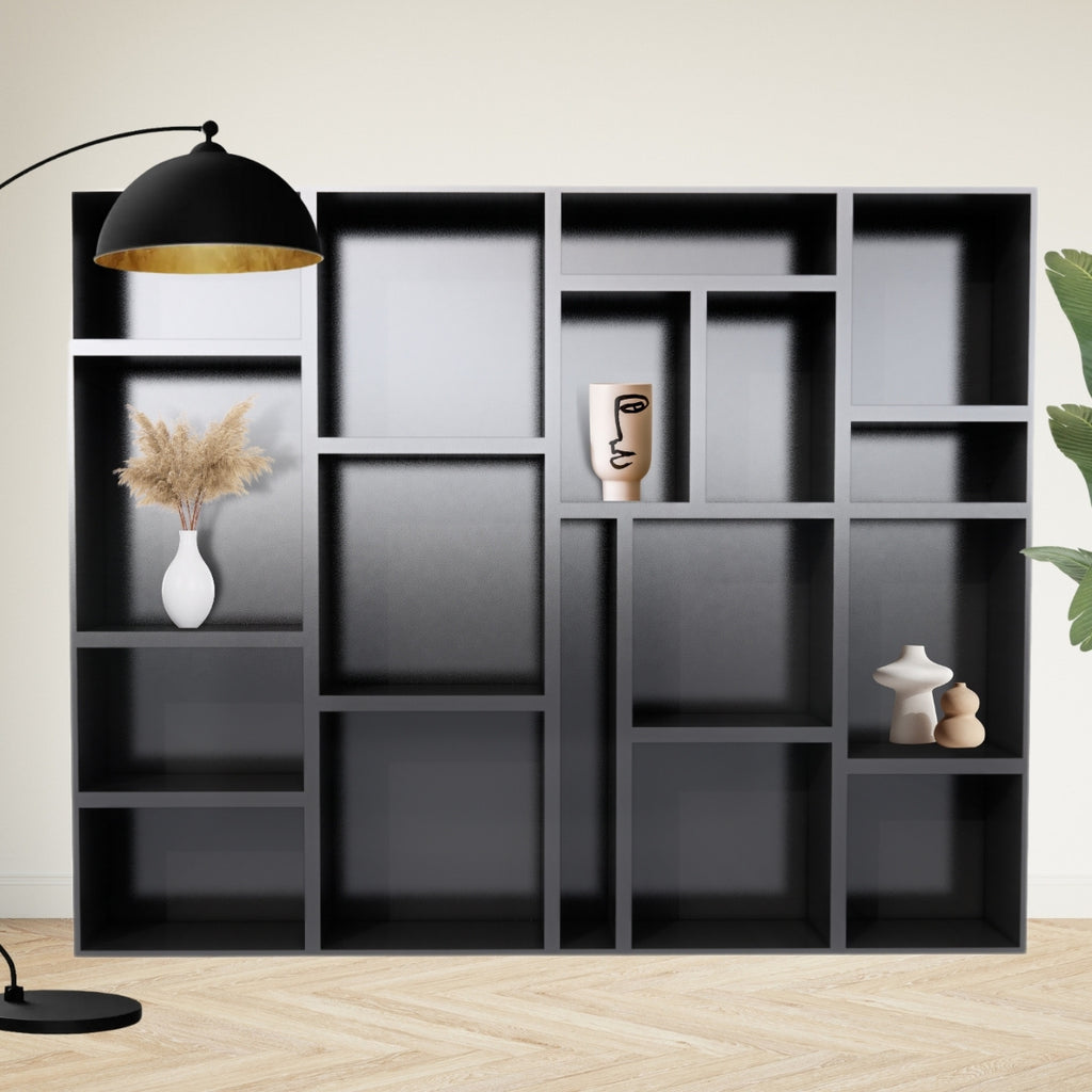 Sideboard Granada - 300x35x240H cm - offene Regale - schlankes Design - Hängeschrank - 5cm Bodenstärke