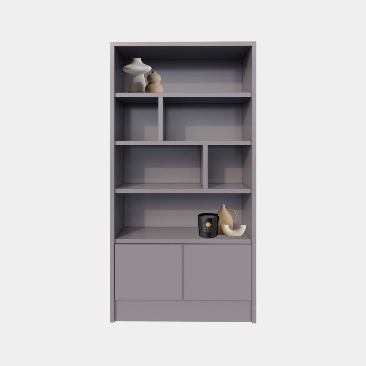 Granville Regal - 130 x 40 x 250 cm - 5 cm Fachbodenstärke - offene Regale - schlankes Design - 2 grifflose Push-to-open-Türen