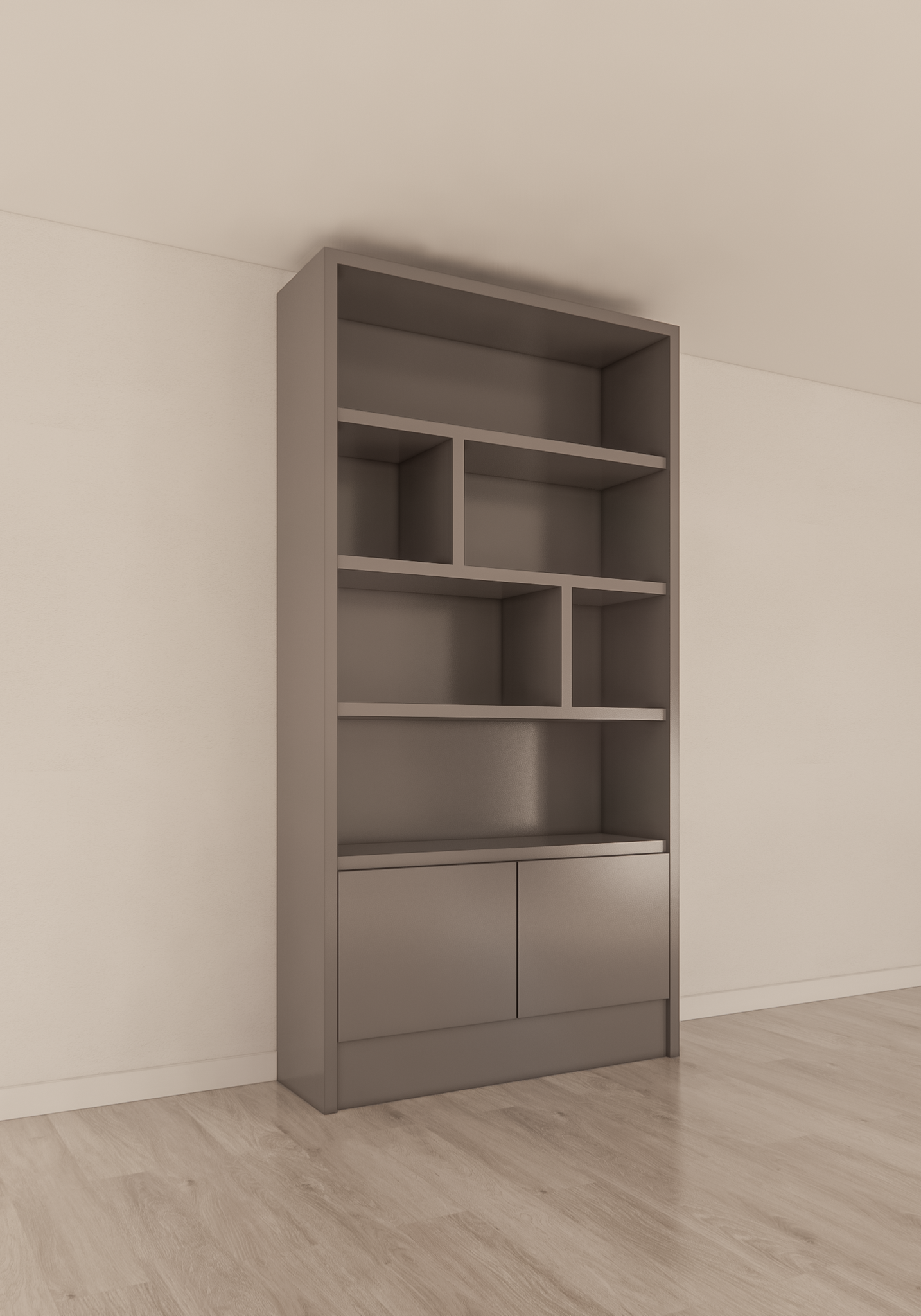 Granville Regal - 130 x 40 x 250 cm - 5 cm Fachbodenstärke - offene Regale - schlankes Design - 2 grifflose Push-to-open-Türen