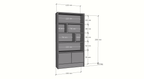 Granville Regal - 130 x 40 x 250 cm - 5 cm Fachbodenstärke - offene Regale - schlankes Design - 2 grifflose Push-to-open-Türen