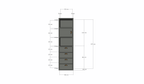 Kommode Graz - 58x34x207H cm - Soft-Close-Schubladen - offene Fächer - Tür