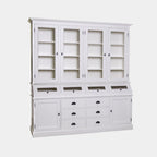 Grutterschrank Cova - 214x50x226H cm - 4 Vitrinentüren mit Scharnieren - 4 Klappen - 6 Schubladen - 2 geschlossene Scharniertüren