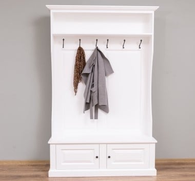 Kleiderschrank Mykonos - 150x50x220H cm - Garderobe mit Bank - 2 Schranktüren