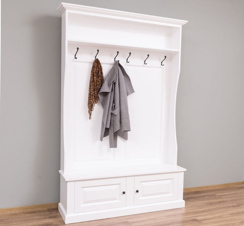 Kleiderschrank Mykonos - 150x50x220H cm - Garderobe mit Bank - 2 Schranktüren