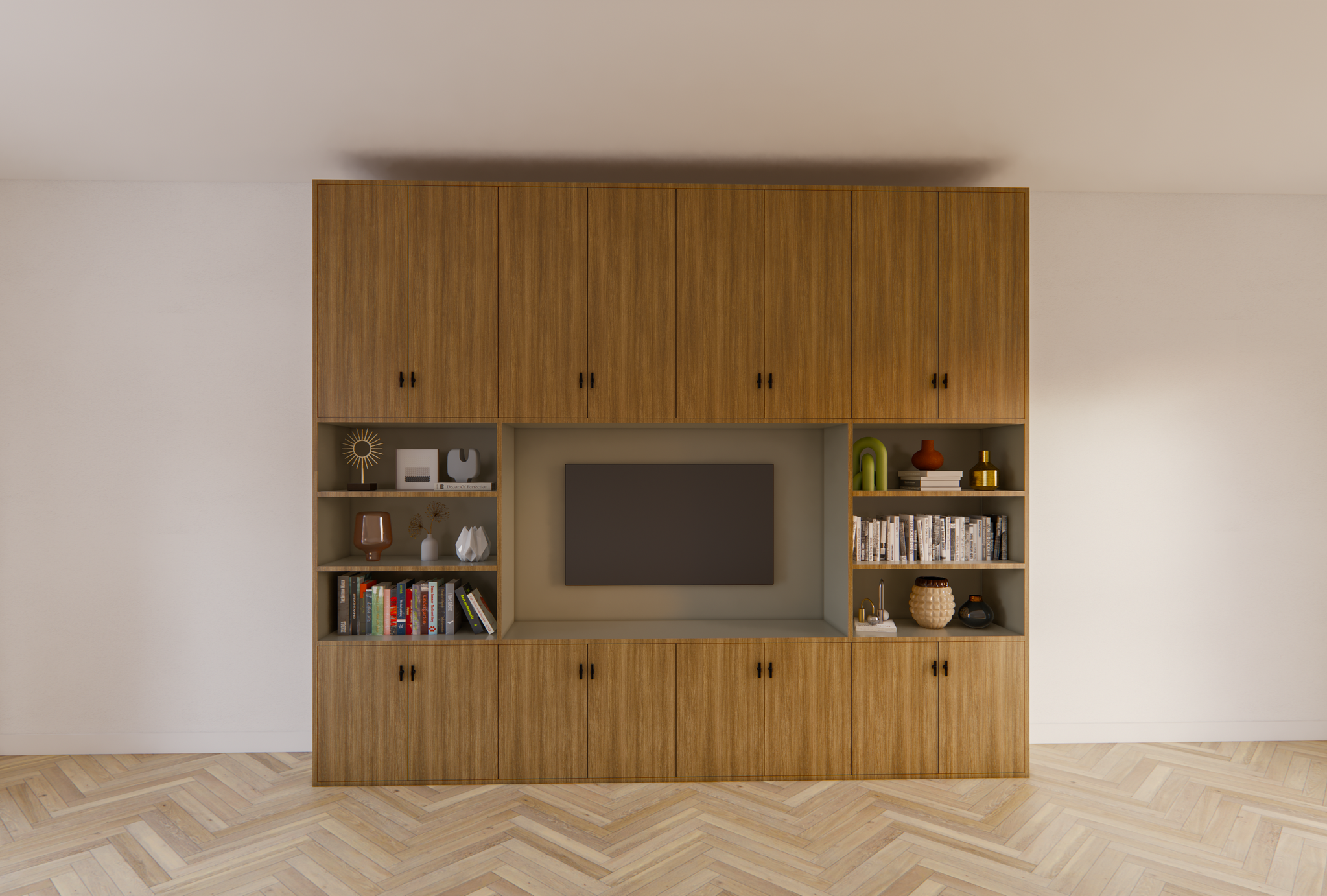 Fernsehschrank hermanus - 300x40x250H cm - Ausführung Eiche - Preis auf Anfrage