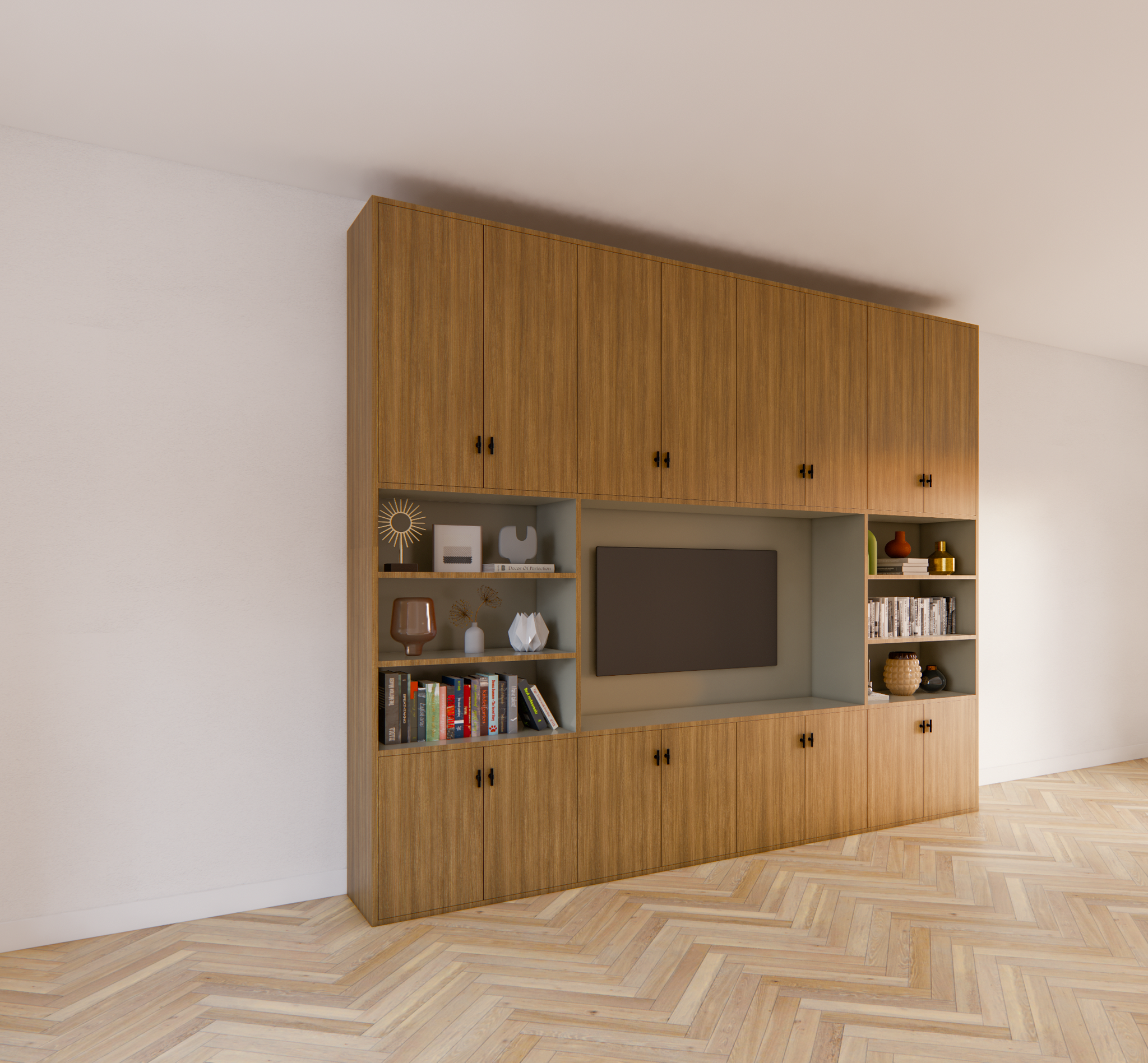 Fernsehschrank hermanus - 300x40x250H cm - Ausführung Eiche - Preis auf Anfrage
