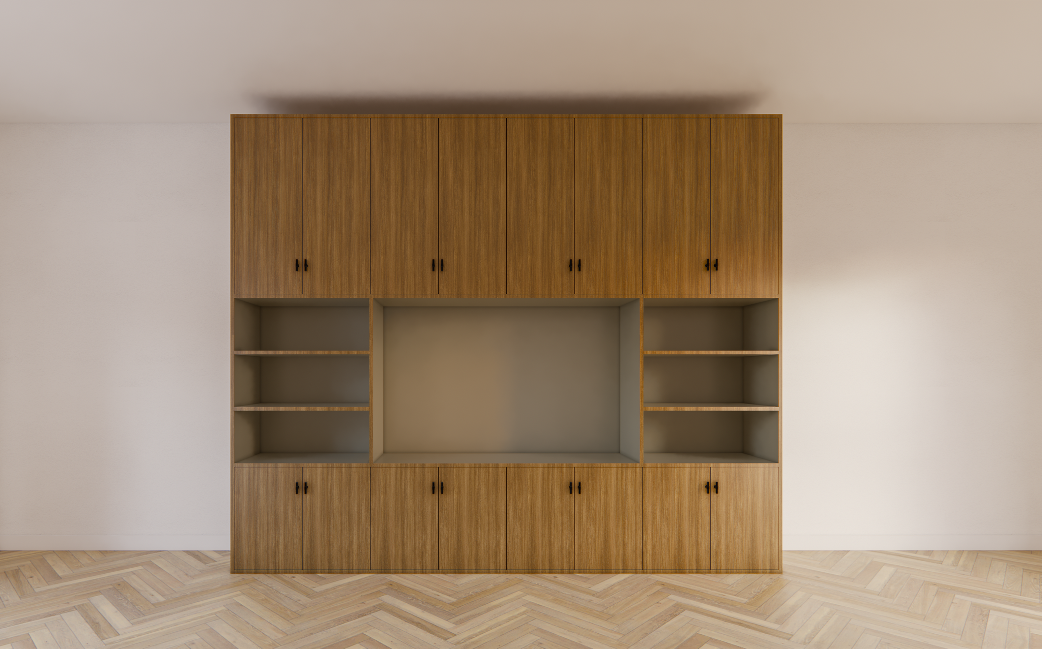 Fernsehschrank hermanus - 300x40x250H cm - Ausführung Eiche - Preis auf Anfrage