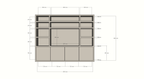 Hong Kong Fächerschrank - 300x40x240cm - 11 offene Fächer - 4 push-to-open Türen - 5cm Fachbodenstärke