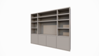 Hong Kong Fächerschrank - 300x40x240cm - 11 offene Fächer - 4 push-to-open Türen - 5cm Fachbodenstärke