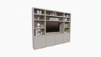 Hong Kong Fächerschrank - 300x40x240cm - 11 offene Fächer - 4 push-to-open Türen - 5cm Fachbodenstärke