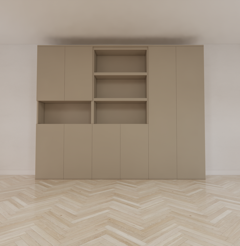 Huete Fachschrank - 300x40x240H cm - push-to-open Türen - 4 offene Fächer