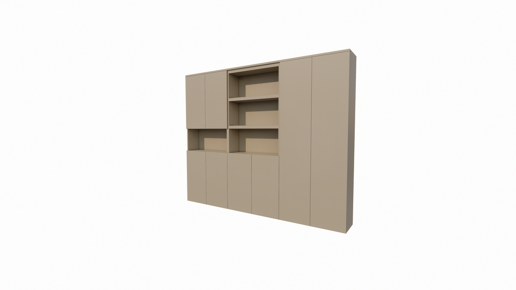 Huete Fachschrank - 300x40x240H cm - push-to-open Türen - 4 offene Fächer