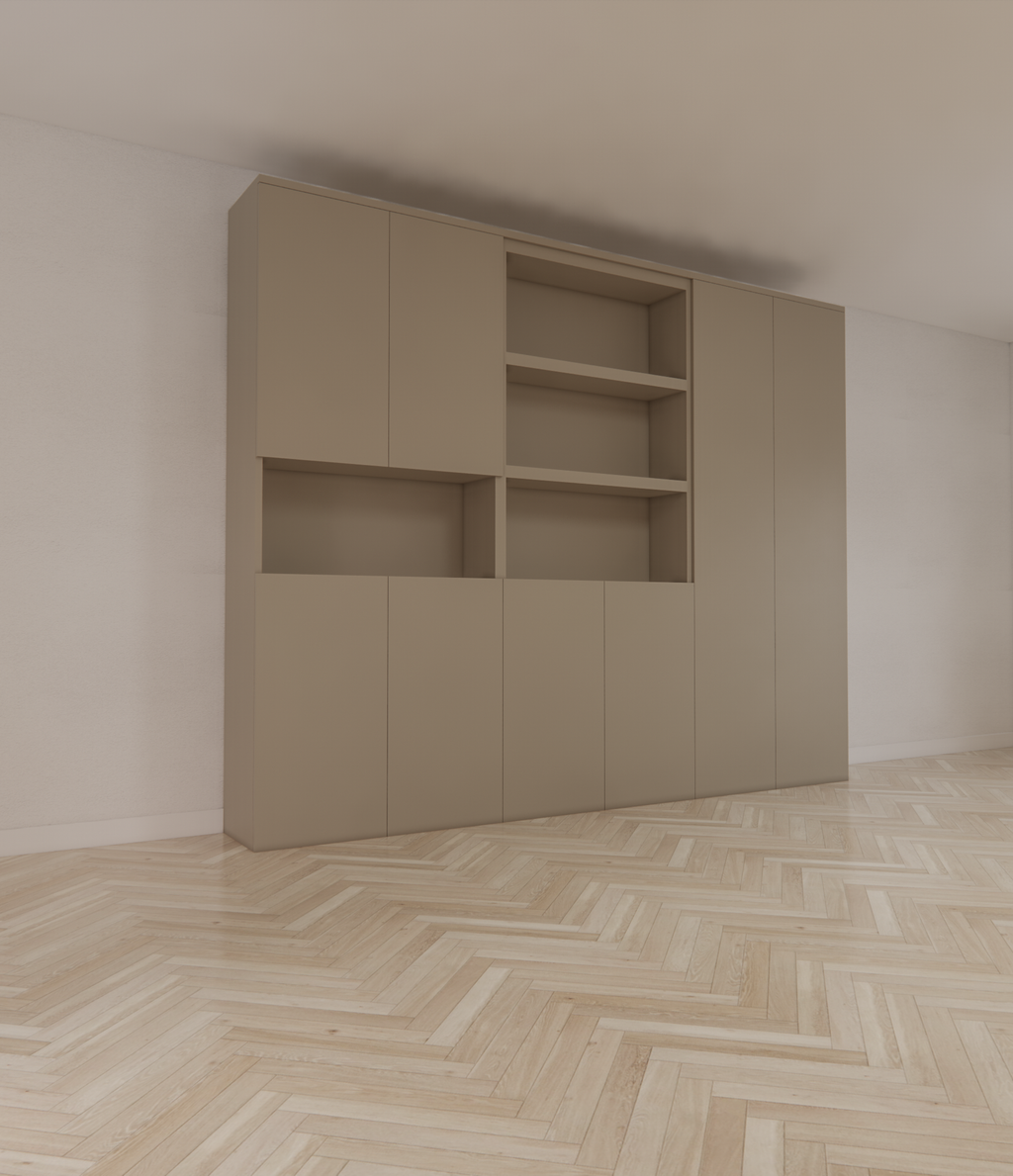Huete Fachschrank - 300x40x240H cm - push-to-open Türen - 4 offene Fächer