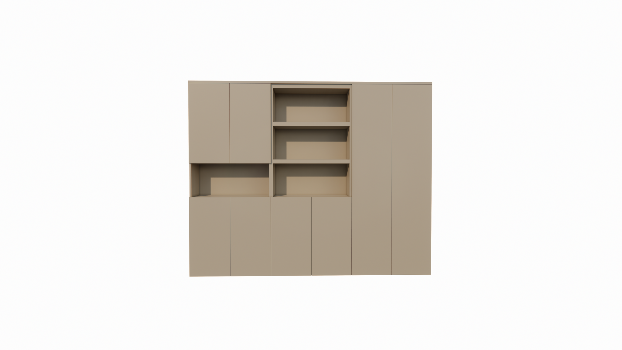 Huete Fachschrank - 300x40x240H cm - push-to-open Türen - 4 offene Fächer