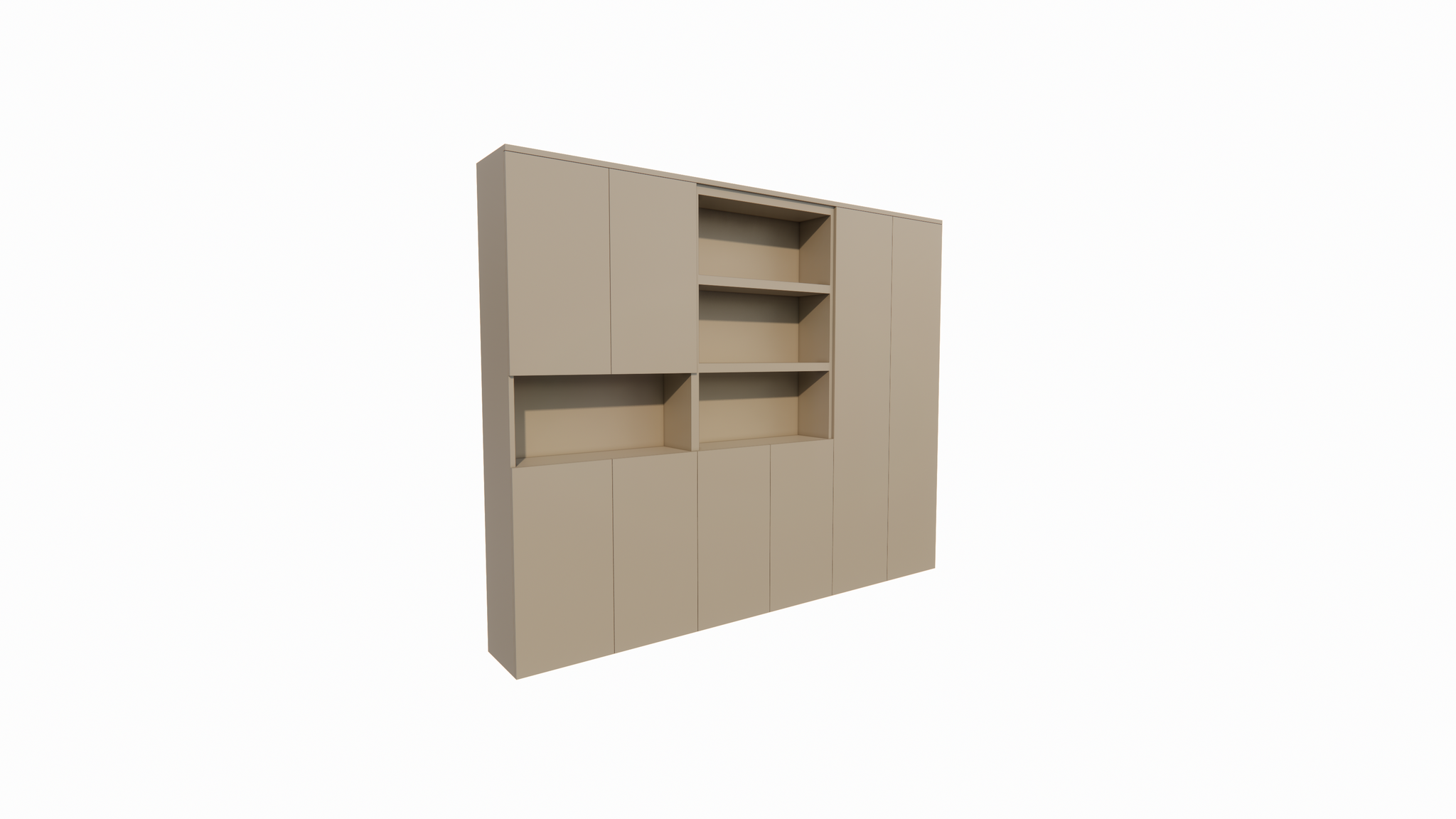 Huete Fachschrank - 300x40x240H cm - push-to-open Türen - 4 offene Fächer