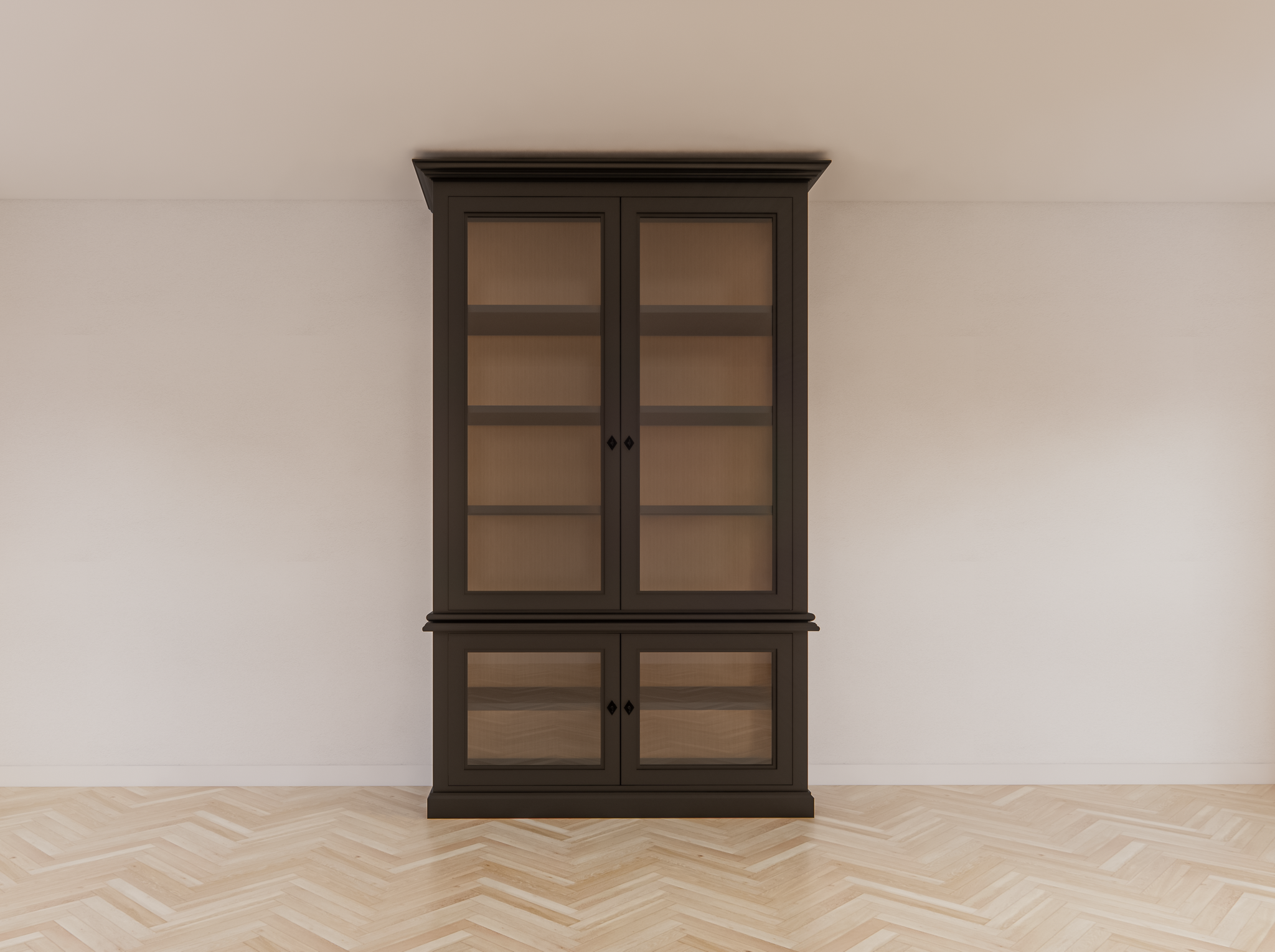 Idaho-Vitrine - 150x50x260H cm - Seiten aus Glas - Rückwand aus Eiche