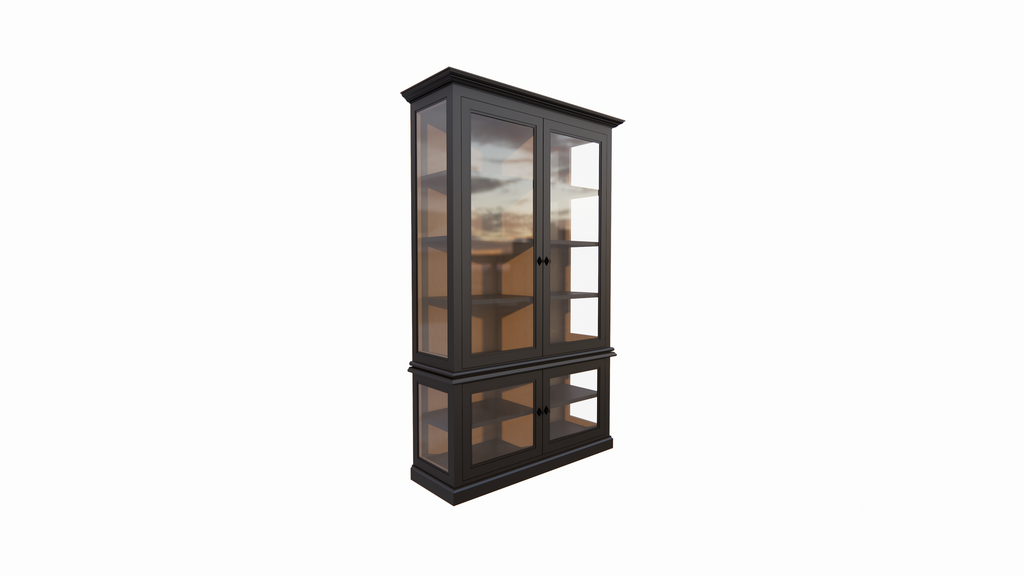 Idaho-Vitrine - 150x50x260H cm - Seiten aus Glas - Rückwand aus Eiche