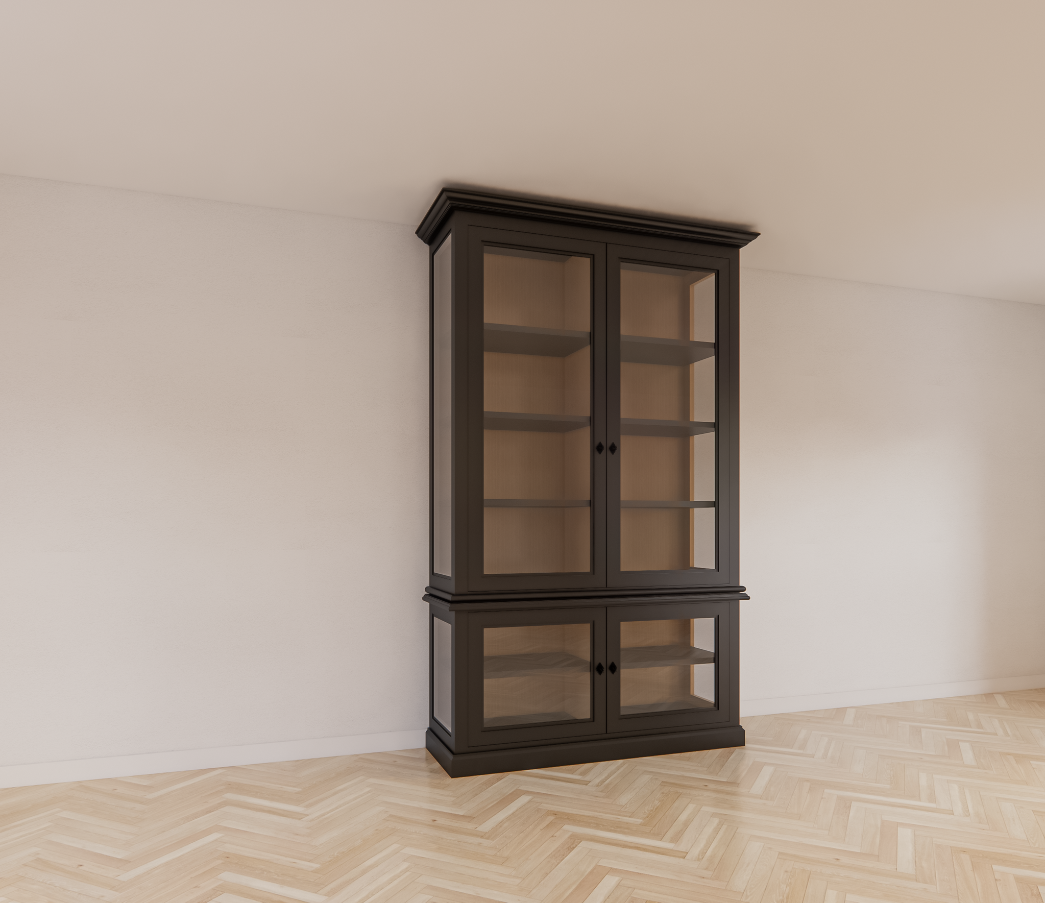 Idaho-Vitrine - 150x50x260H cm - Seiten aus Glas - Rückwand aus Eiche