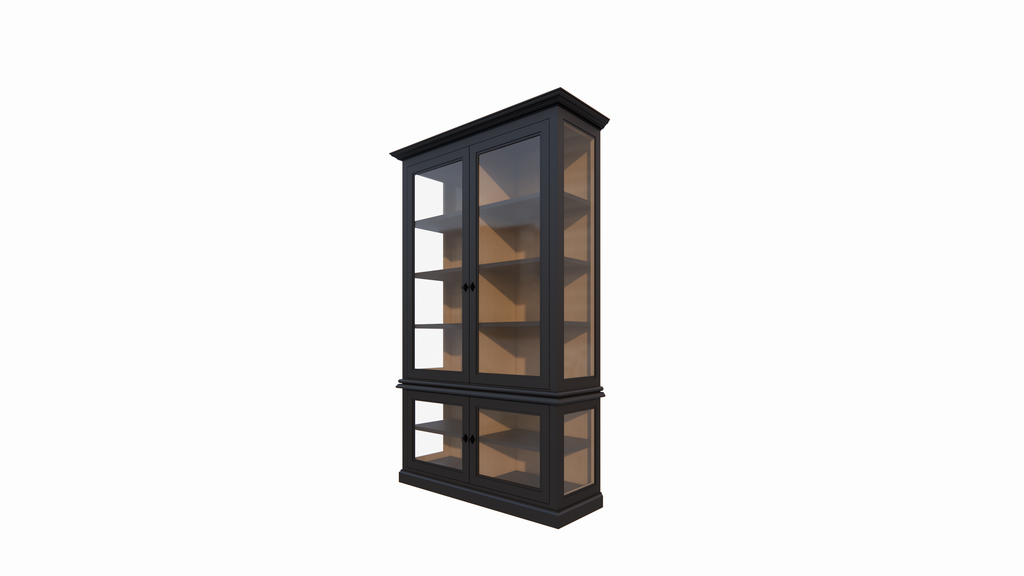 Idaho-Vitrine - 150x50x260H cm - Seiten aus Glas - Rückwand aus Eiche