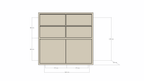 Kommode Izmir - 120x60x115H cm - grifflose Soft-Close-Schubladen - schlichte Ausführung