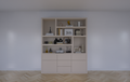 Joetsu Fächerschrank - 180x40x220H cm - 5cm Fachbodenstärke - 5 push-to-open Schubladen - 2 push-to-open Türen - schlankes Design