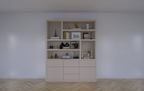 Joetsu Fächerschrank - 180x40x220H cm - 5cm Fachbodenstärke - 5 push-to-open Schubladen - 2 push-to-open Türen - schlankes Design