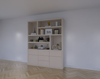 Joetsu Fächerschrank - 180x40x220H cm - 5cm Fachbodenstärke - 5 push-to-open Schubladen - 2 push-to-open Türen - schlankes Design