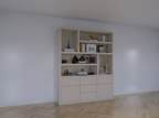 Joetsu Fächerschrank - 180x40x220H cm - 5cm Fachbodenstärke - 5 push-to-open Schubladen - 2 push-to-open Türen - schlankes Design