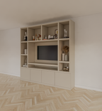 Jose Fächerschrank - 250x40x240H cm - 10 offene Fächer - 4 push-to-open Türen - 5cm Fachbodenstärke