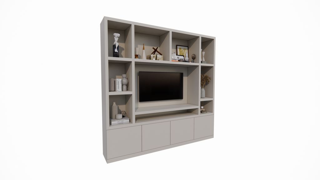 Jose Fächerschrank - 250x40x240H cm - 10 offene Fächer - 4 push-to-open Türen - 5cm Fachbodenstärke