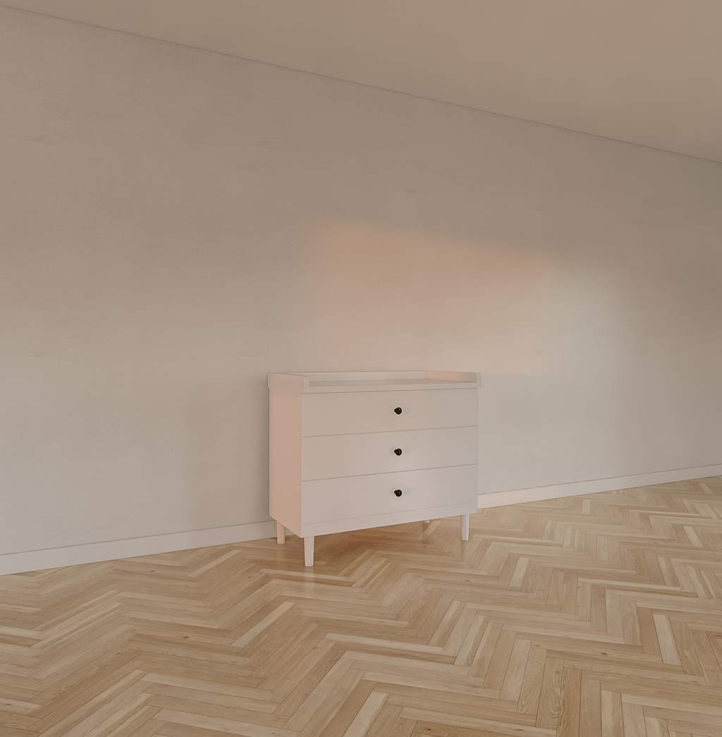 Kommode Jundah - 100x55x90H cm - 3 Soft-Close-Schubladen - auf Beinen