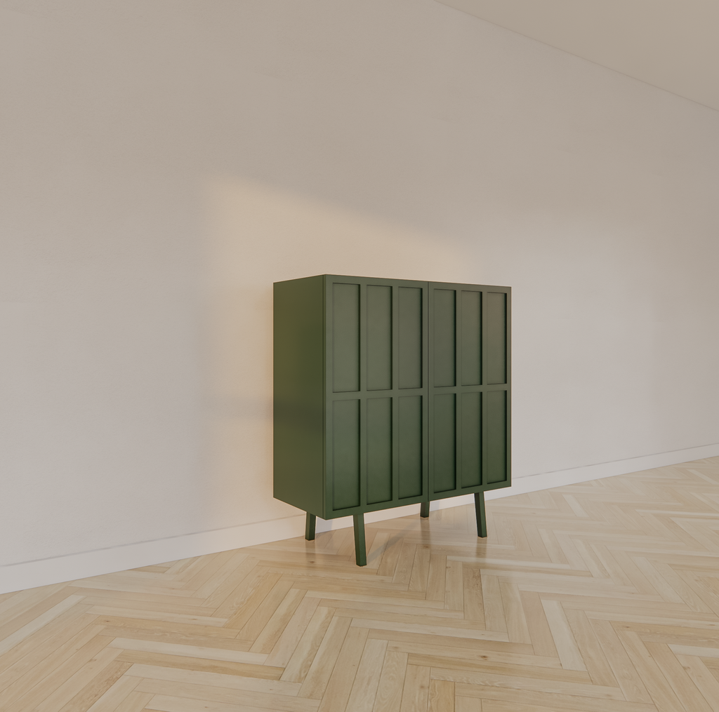 Anrichte/Dienstbotenschrank - 100x40x110H cm - 2 Türen zum Aufschieben - auf Beinen