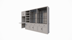 Schreibtisch-Sideboard Kansas - 340x50x220H cm - mit Stahltüren - Schreibtischfach mit ausziehbarem Fachboden - offenes Bücherregal