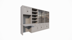 Schreibtisch-Sideboard Kansas - 340x50x220H cm - mit Stahltüren - Schreibtischfach mit ausziehbarem Fachboden - offenes Bücherregal