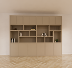 Kleiderschrank Karumba - 340x50x263H cm - geschlossene Türen - offene Fächer - Eichenpaneele - schlichte Ausführung