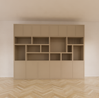 Kleiderschrank Karumba - 340x50x263H cm - geschlossene Türen - offene Fächer - Eichenpaneele - schlichte Ausführung