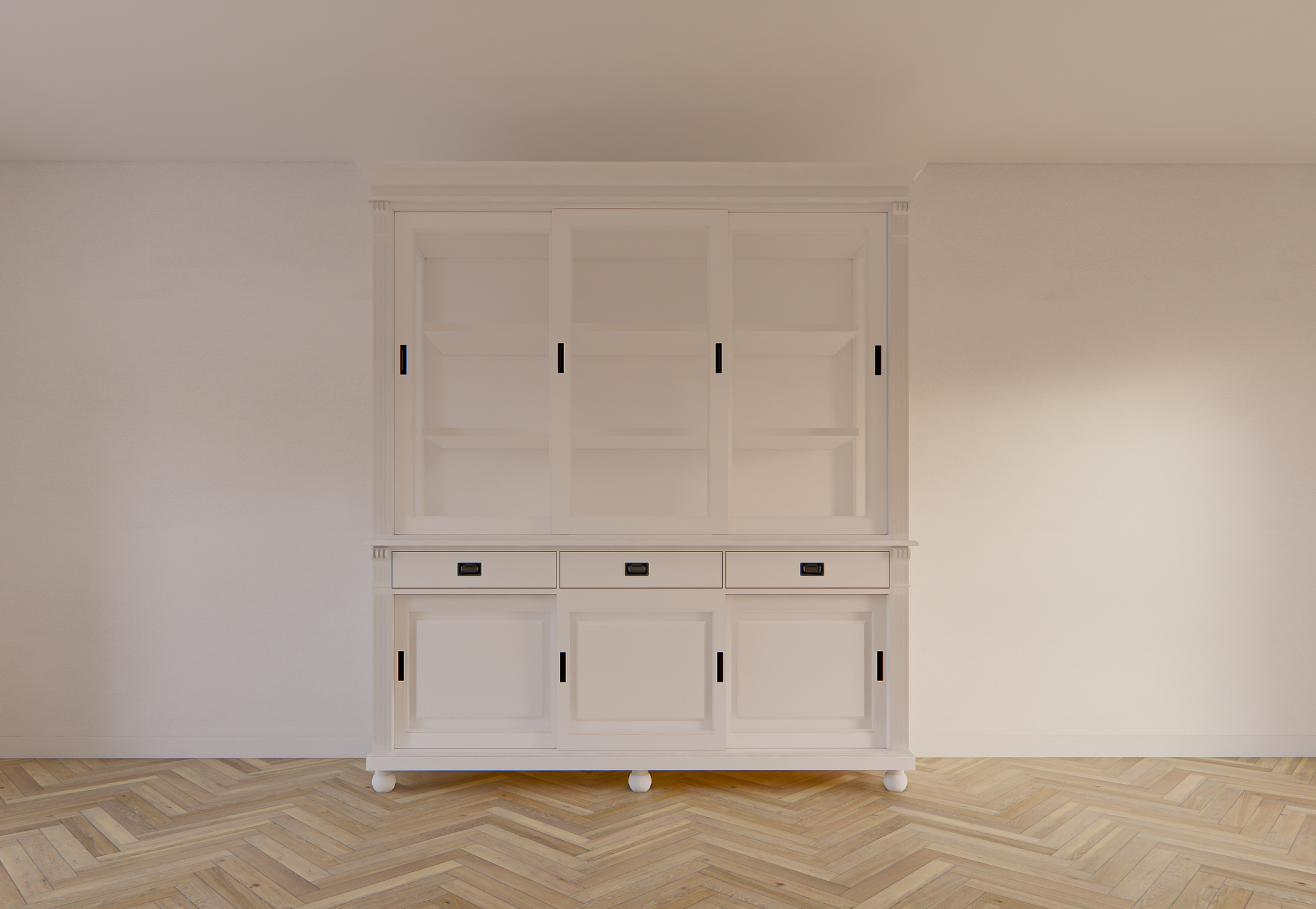 Buffetschrank Kiel - 200x50x230H cm - Schiebetüren - mit Glas - auf Kugelfüßen