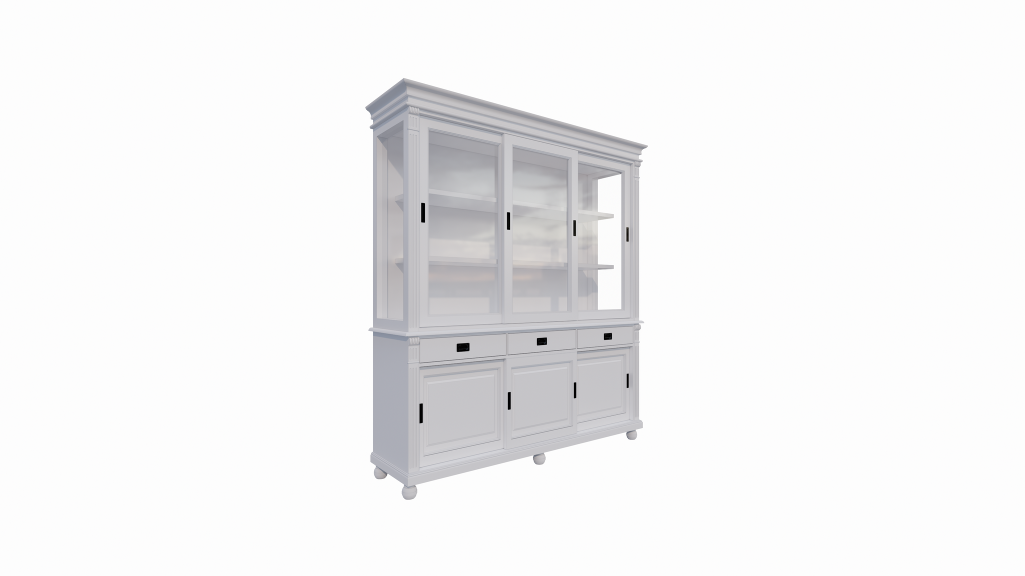 Buffetschrank Kiel - 200x50x230H cm - Schiebetüren - mit Glas - auf Kugelfüßen