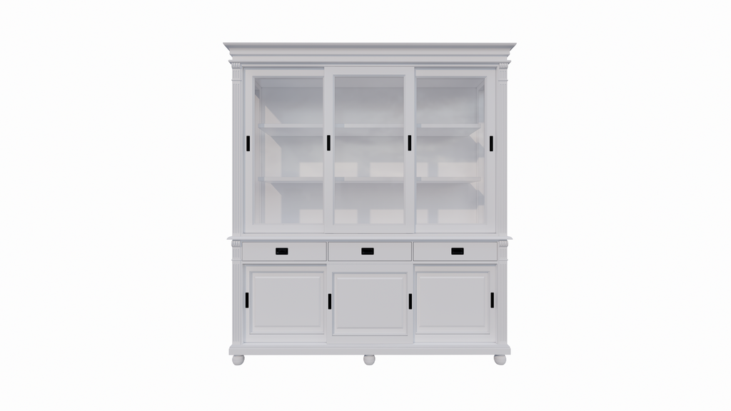 Buffetschrank Kiel - 200x50x230H cm - Schiebetüren - mit Glas - auf Kugelfüßen