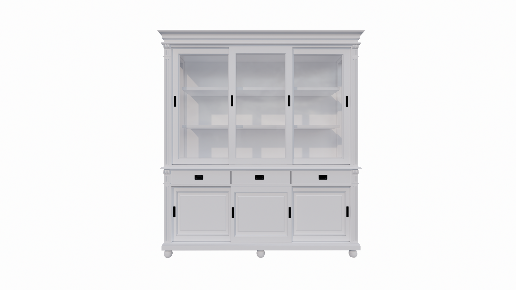 Buffetschrank Kiel - 200x50x230H cm - Schiebetüren - mit Glas - auf Kugelfüßen
