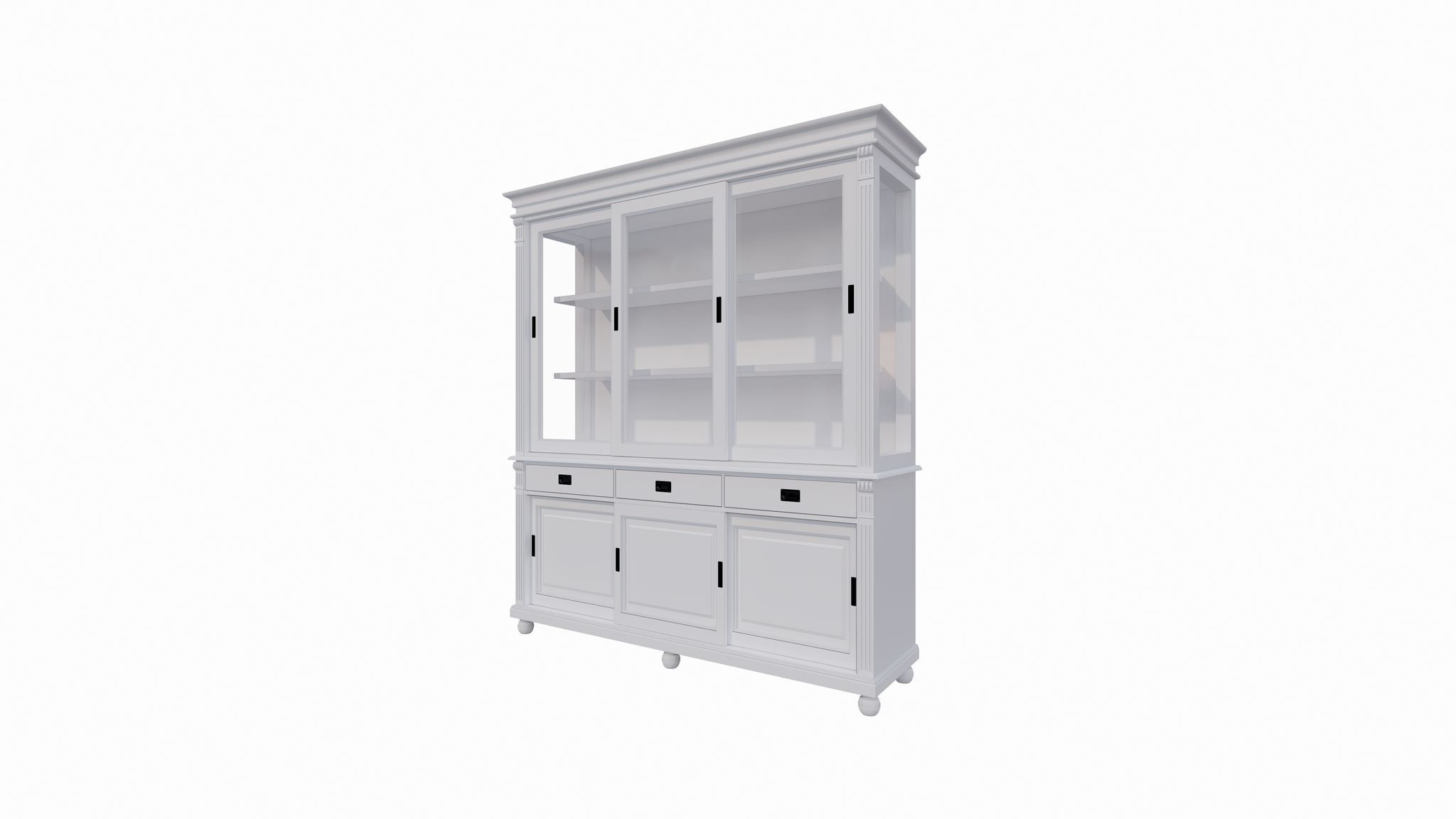 Buffetschrank Kiel - 200x50x230H cm - Schiebetüren - mit Glas - auf Kugelfüßen