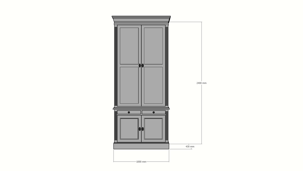 Bücherregal Kings Library 100x40x240H cm - Flügeltüren - Soft-Close-Schubladen