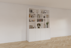 Kingbridge Regal - 200x35/45x262H cm - offene Regale - Push-to-Open-Türen - schlichte Ausführung