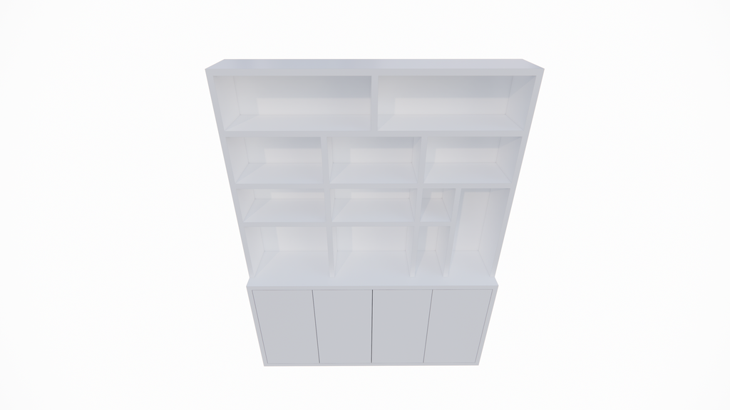Kingbridge Regal - 200x35/45x262H cm - offene Regale - Push-to-Open-Türen - schlichte Ausführung