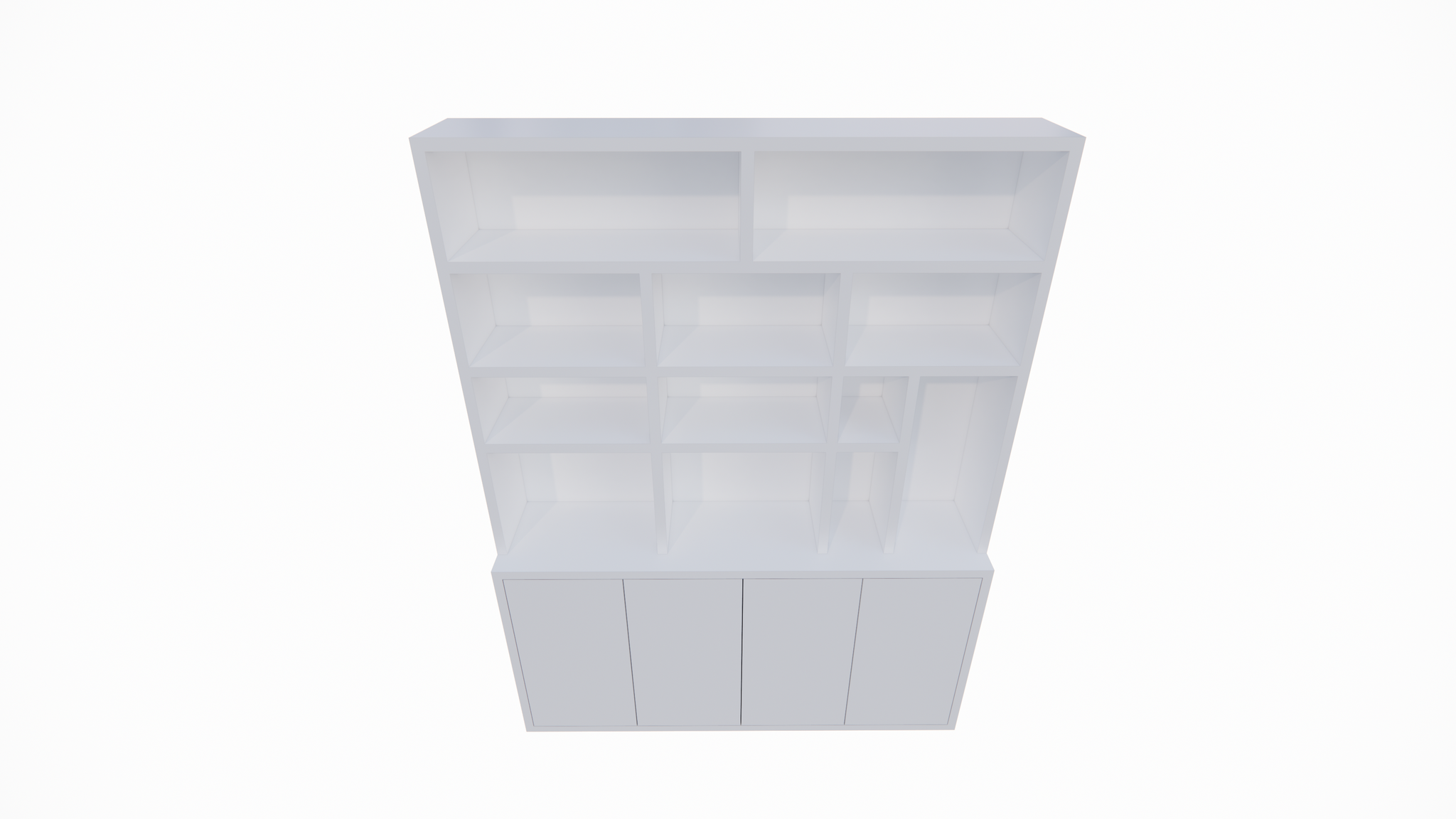 Kingbridge Regal - 200x35/45x262H cm - offene Regale - Push-to-Open-Türen - schlichte Ausführung