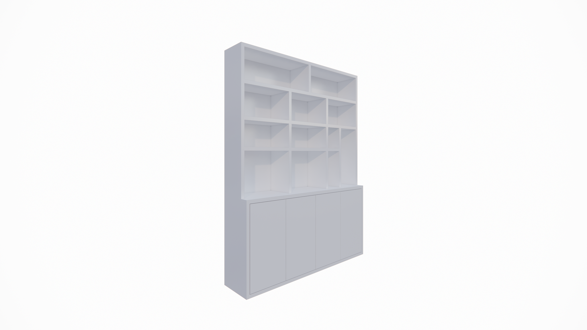 Kingbridge Regal - 200x35/45x262H cm - offene Regale - Push-to-Open-Türen - schlichte Ausführung
