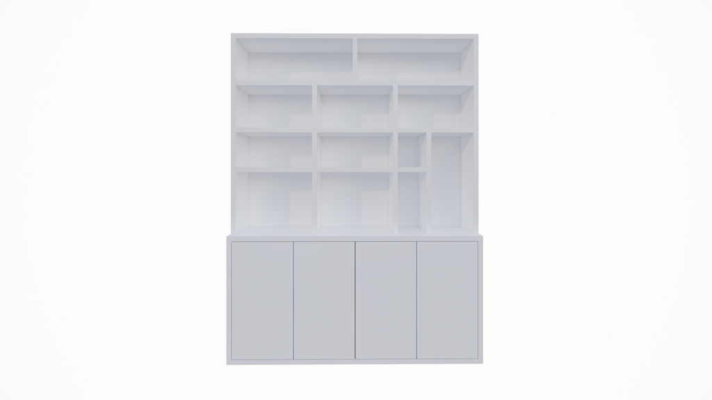 Kingbridge Regal - 200x35/45x262H cm - offene Regale - Push-to-Open-Türen - schlichte Ausführung
