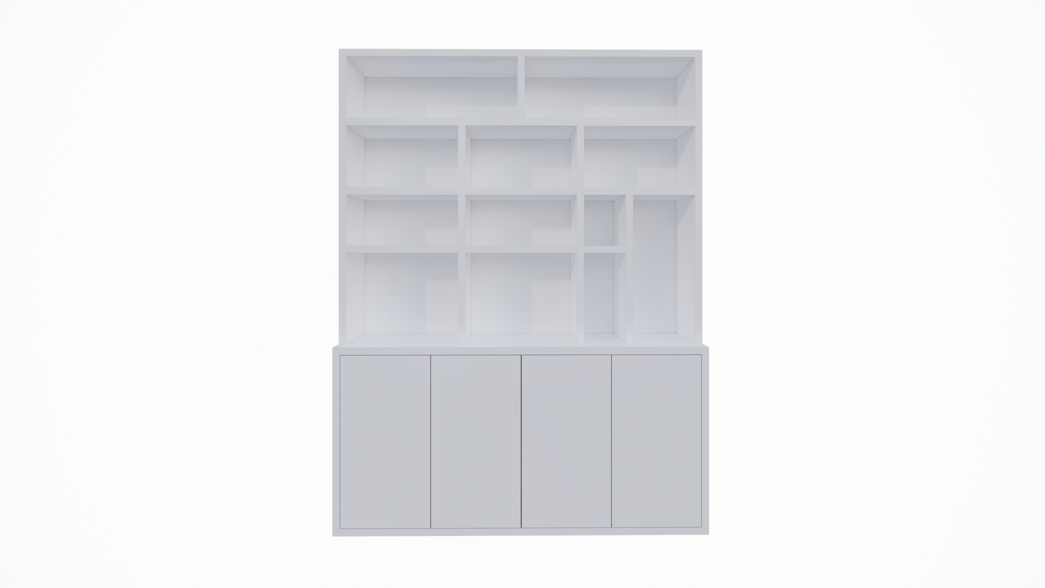 Kingbridge Regal - 200x35/45x262H cm - offene Regale - Push-to-Open-Türen - schlichte Ausführung