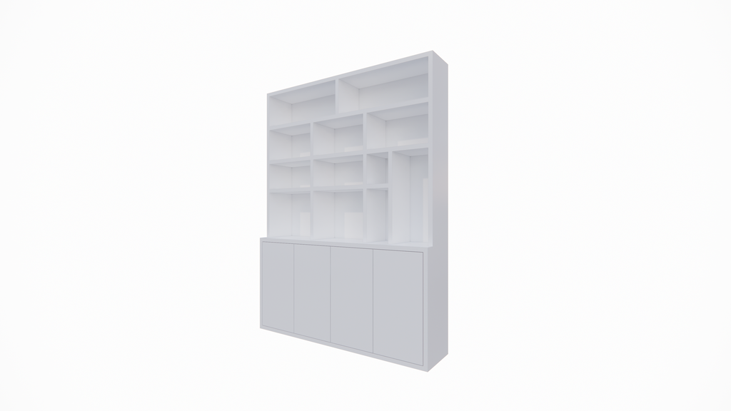 Kingbridge Regal - 200x35/45x262H cm - offene Regale - Push-to-Open-Türen - schlichte Ausführung