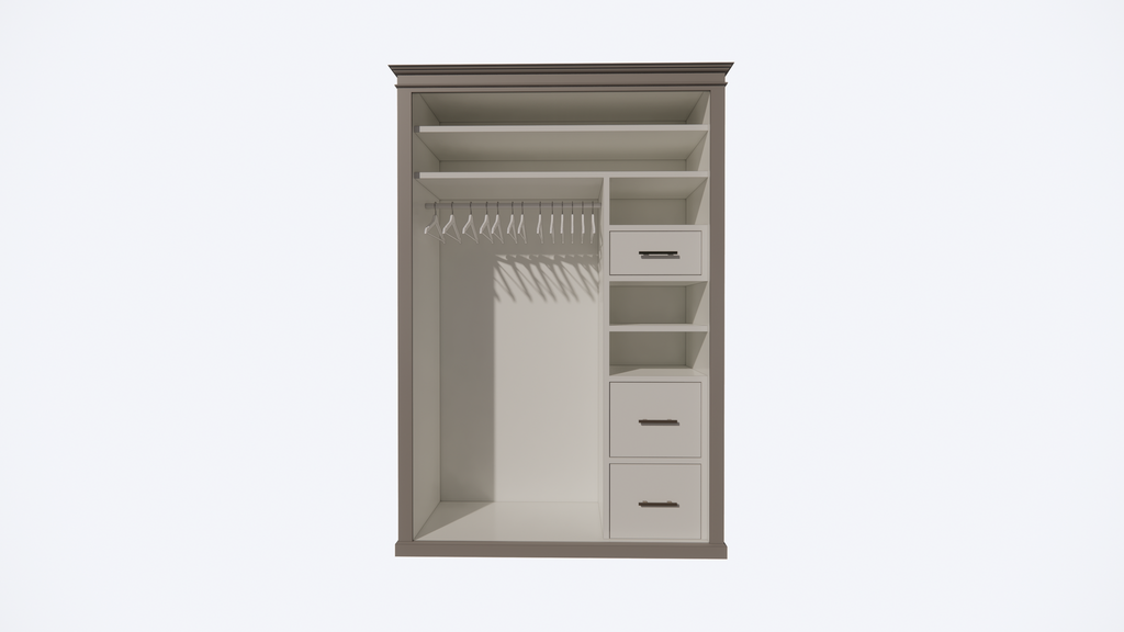 Teramo Kleiderschrank - 160x60x240H cm - 3 Türen - Kleiderstange - 3 Schubladen - Einlegeböden